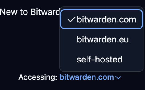 Selecting self-hosted from the dropdown