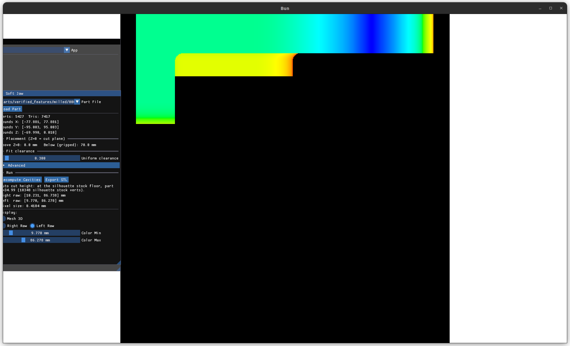Left-side raw depth map