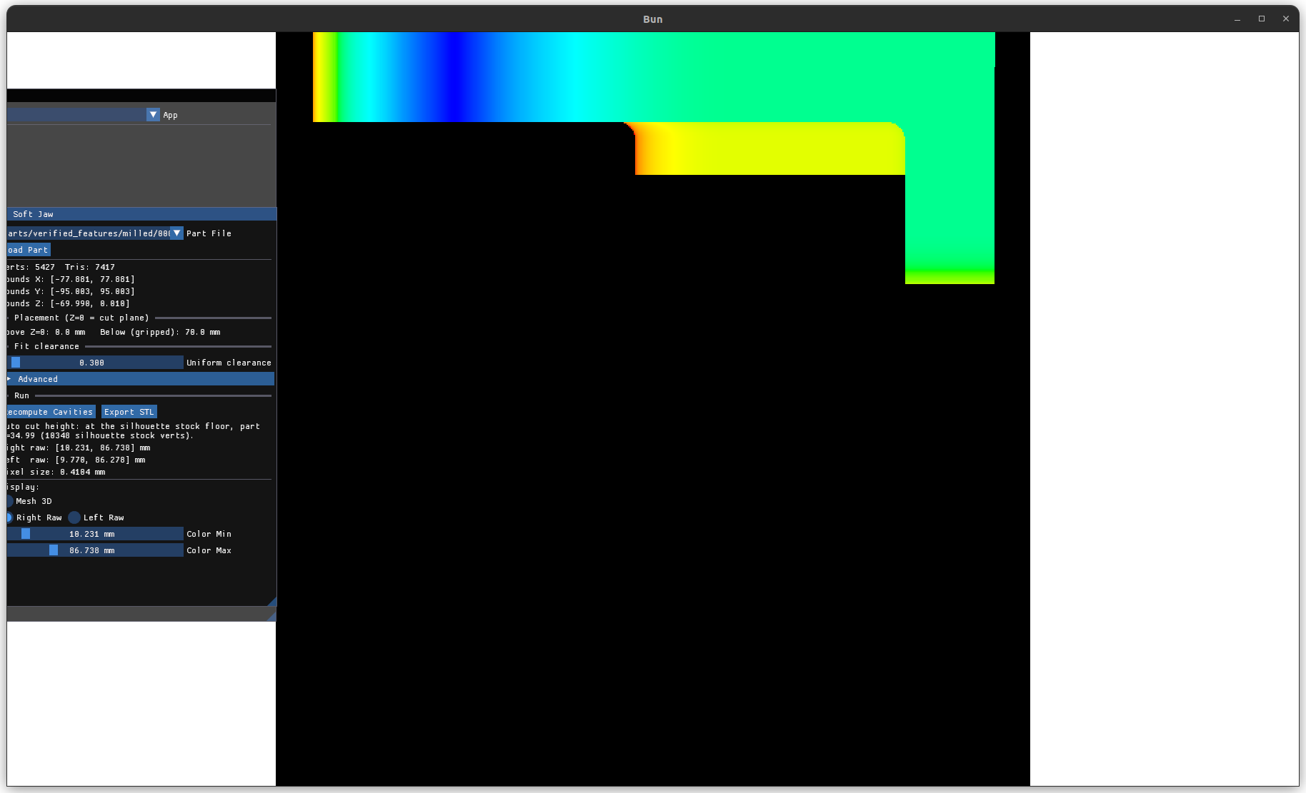 Right-side raw depth map